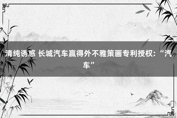 清纯诱惑 长城汽车赢得外不雅策画专利授权: “汽车”
