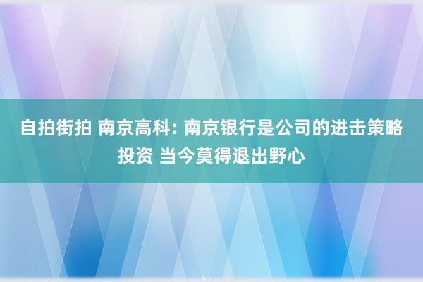 自拍街拍 南京高科: 南京银行是公司的进击策略投资 当今莫得退出野心