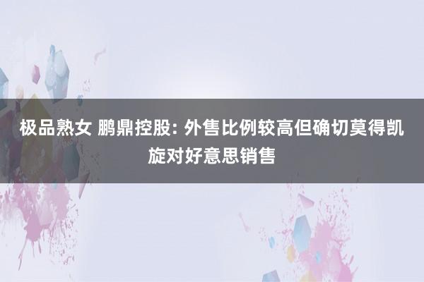 极品熟女 鹏鼎控股: 外售比例较高但确切莫得凯旋对好意思销售